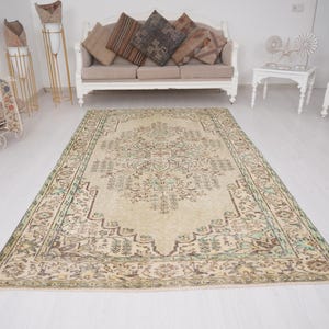 5x9 Rug, Turkish Vintage Rug,5x9 Oushak Rug,Neutral Area Rug,Turkish Rug 5x9,Handmade Wool Rug,Vintage Area Rug,Farmhouse,Faded Rug 5x9,634