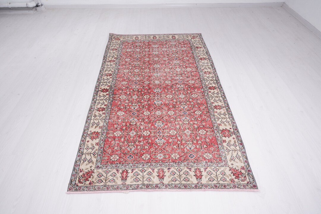 4x7 Vintage Rug, Neutral Turkish Rug, Vintage Area Rug, Oushak Rug