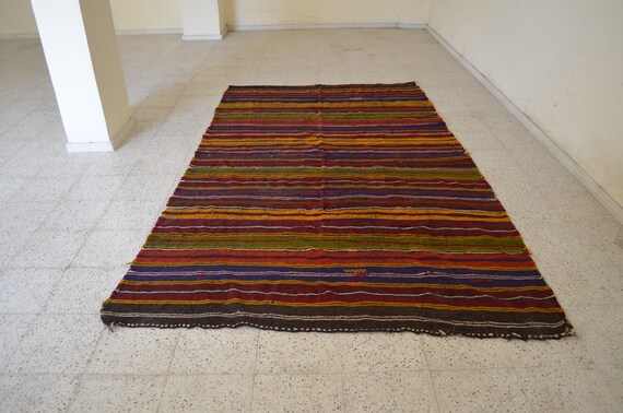 ヴィンテージ Oushak キリム ラグ トルコ ラグ 5.8x9.7 フィート