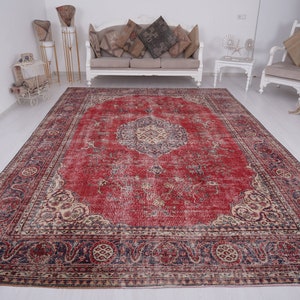 8x12 Rug, Turkish Oversize Rug, 8x12 Vintage Rug, Oushak Rug, Large Rug 8x12, Handmade Area Rug, Wool Rug, Oversize Rug, Neutral Vintage,440