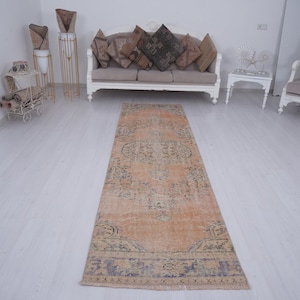 3x10 Runner, Oushak Runner 3x10, Faded Turkish Runner, Vintage Rug Runner, Wool Rug, Oushak Rug,Anatolian Runner,Handmade Rug,Runner Rug,239