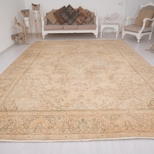 10x13 Rug, Turkish Vintage Rug, Oushak Rug 10x13, Handmade Rug, Oversize Vintage Rug, Anatolian large Rug, Antique Rug, Large Area Rug,106