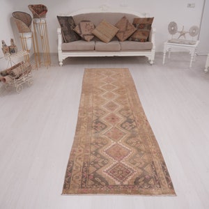 3x10 Turkish Runner, Oushak Runner, Anatolian Runner Rug, Vintage Runner 3x10,Handmade Wool Rug,Antique Runner Rug,3x10 Runner Rug,299