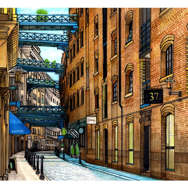 Illustration of Shad Thames, Bermondsey, London