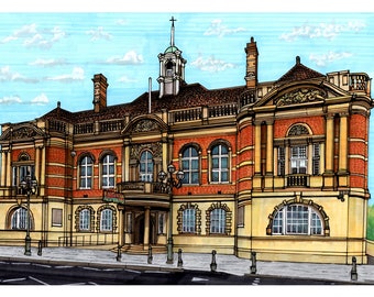 Promarker Illustration of Battersea Arts Centre, Wandsworth, London, England, UK