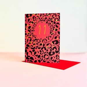 Leopard Print Age 11 Birthday Card