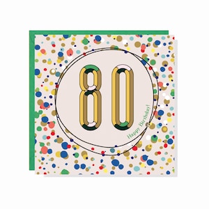Age 80 Confetti + Sprinkles Birthday Card - Finished with Crystals