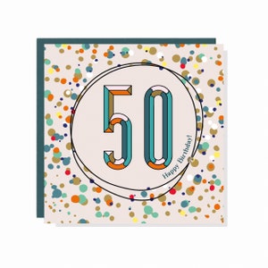 Alter 50 Konfetti + Streusel Geburtstagskarte - Fertig mit Kristallen