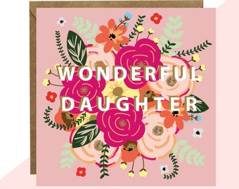 Wonderful Daughter Birthday Card - Daughter Birthday Card - Finished with Hand Crafted Crystals