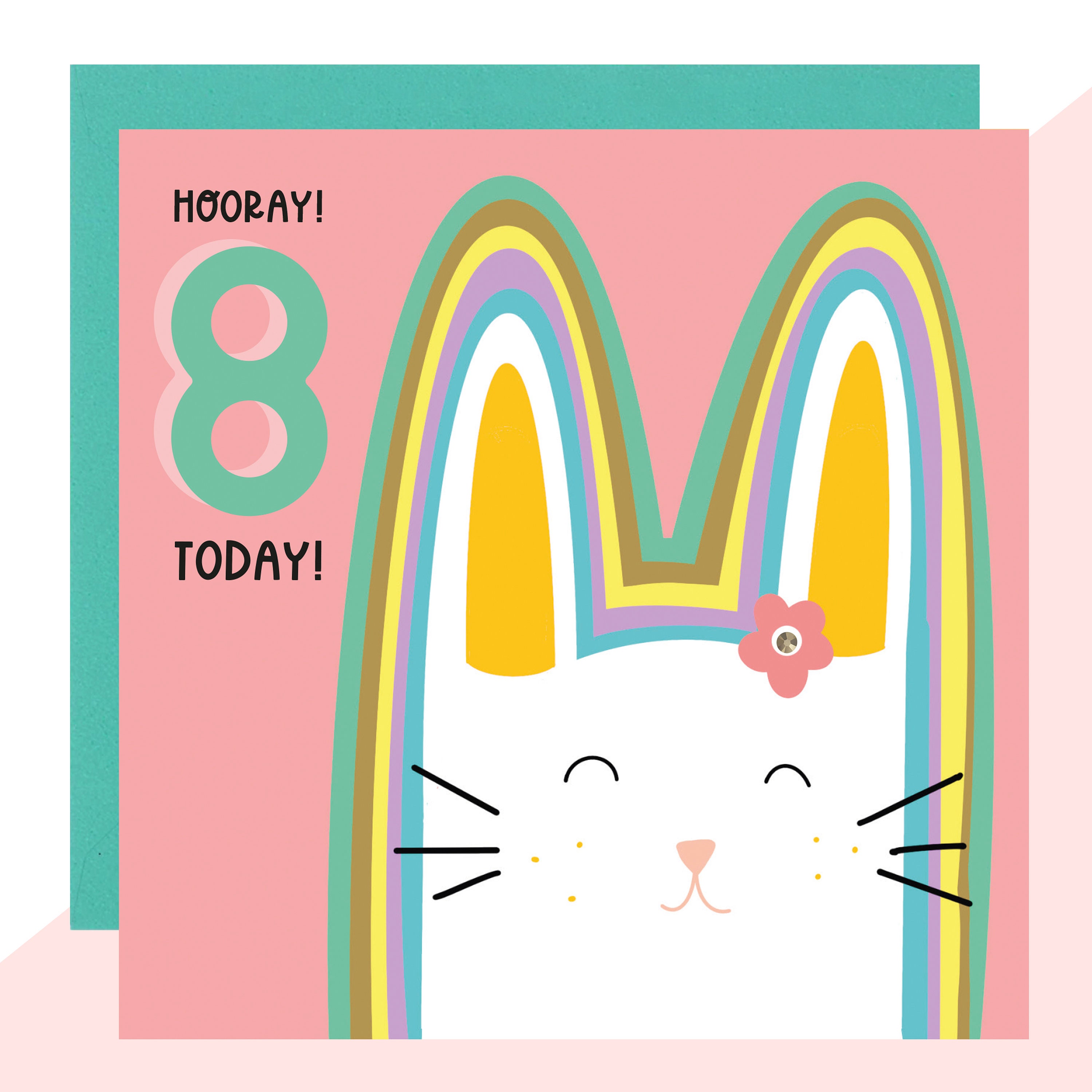 Rabbit 8th Birthday Card - Eighth Birthday Card - Rabbit Card ...