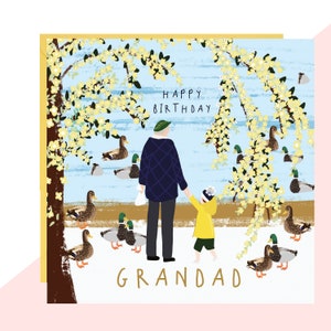 Nutrire il biglietto di compleanno "nonno" delle anatre - Biglietto di compleanno del nonno - Rifinito con cristalli fatti a mano