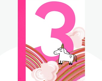 Age 3 Unicorn Card