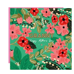 Oma Blumen karte - Oma Karte - Oma Muttertagskarte - Muttertagskarte - Fertig mit handgefertigten Kristallen