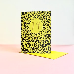 Leopard Print Age 14 Birthday Card