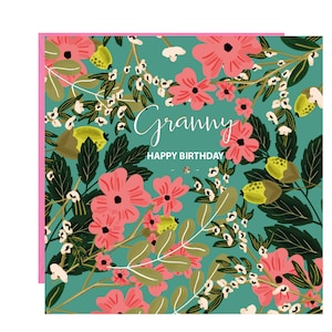 Carte d’anniversaire grand-mère - Carte d’anniversaire - Fini à la main avec des cristaux