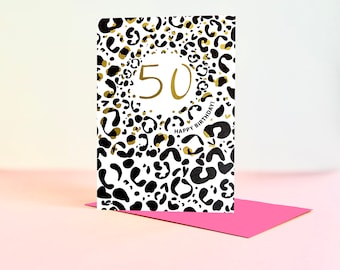 Leopard Print Age 50 Birthday Card