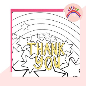 Lottie Simpson Couleur + Envoyer 'Thank You' Rainbow Card - Thank You Card - Colouring Card - Thank You Teacher Card - Thank You Nursery Card