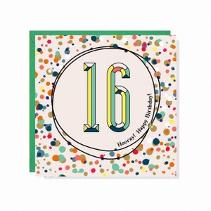 Alter 16 Konfetti + Streusel Geburtstagskarte - Fertig mit Kristallen
