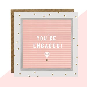 メッセージボード「婚約しました！」カード - 婚約カード - 手作りクリスタルで仕上げ