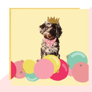 Cockapoo Birthday Card - Fini avec des cristaux fabriqués à la main