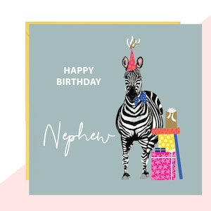 Cartão de aniversário do sobrinho Zebra - finalizado com cristais feitos à mão