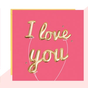 I Love You Balloons Card - Rifinita con cristalli fatti a mano