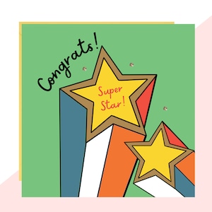 Félicitations Super Star! Carte - Fini avec des cristaux fabriqués à la main