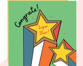 Congrats Super Star! Card - Finished with Hand Crafted Crystals