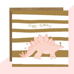 Stegosaurus &#39;Happy Birthday&#39; Card - Birthday Card - Finished with Hand Crafted Crystals