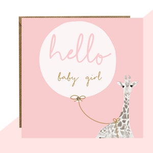 Hello Baby Girl New Baby Card - Baby Girl Card - Finished with Hand Crafted Crystals