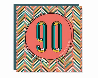 Age 90 Confetti + Sprinkles Birthday Card - Finished with Crystals