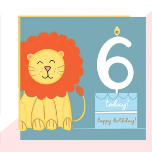 Carte lion du 6ème anniversaire - Fini avec des cristaux fabriqués à la main