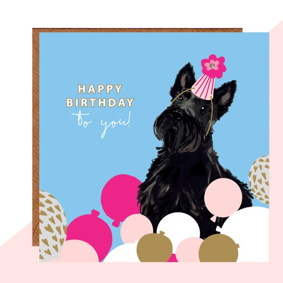 Scottie Dog Birthday Card Dog Birthday Card Dog Lovers Etsy