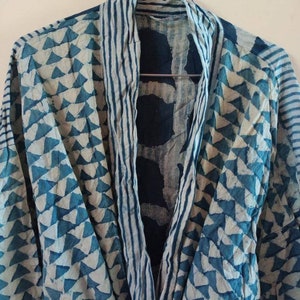 Blue Indigo Kimono Robe Indian Cotton Kimono Bath Robe Cover - Etsy