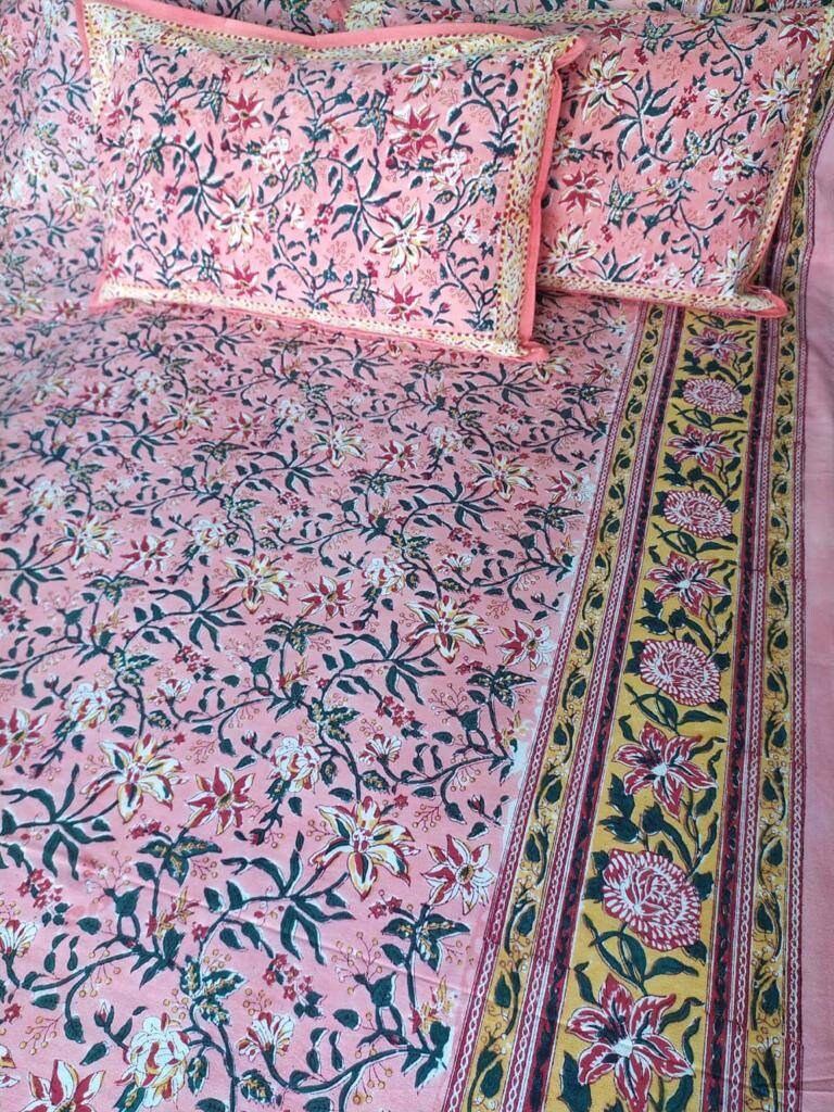 Sheets Set's Handblock Printed Pure Cotton Indian Bedsheet Etsy UK