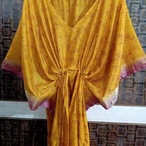 Silk Sari Kaftan Dress,Long Summer Gown,Maternity Gown, Delivery Gown,Kimono Cardigan,Indian Kaftan,Dress Plus Size Caftan,Silk Kaftan,