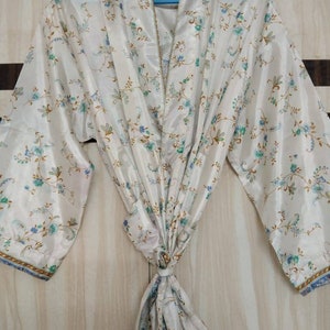 Silk Kimono Robe Silk Satin Kimono Dressing Gown Summer Bath Robes Kimono Dress Silk Sari Robes For Women