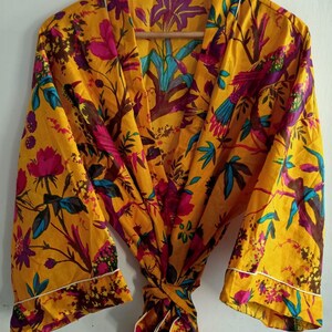Gift for her Indian Floral Cotton Robe Floral Kimono Robe Night Costume Delivery Gown Sweam Wear Kimono Cardigan Japanese kimono