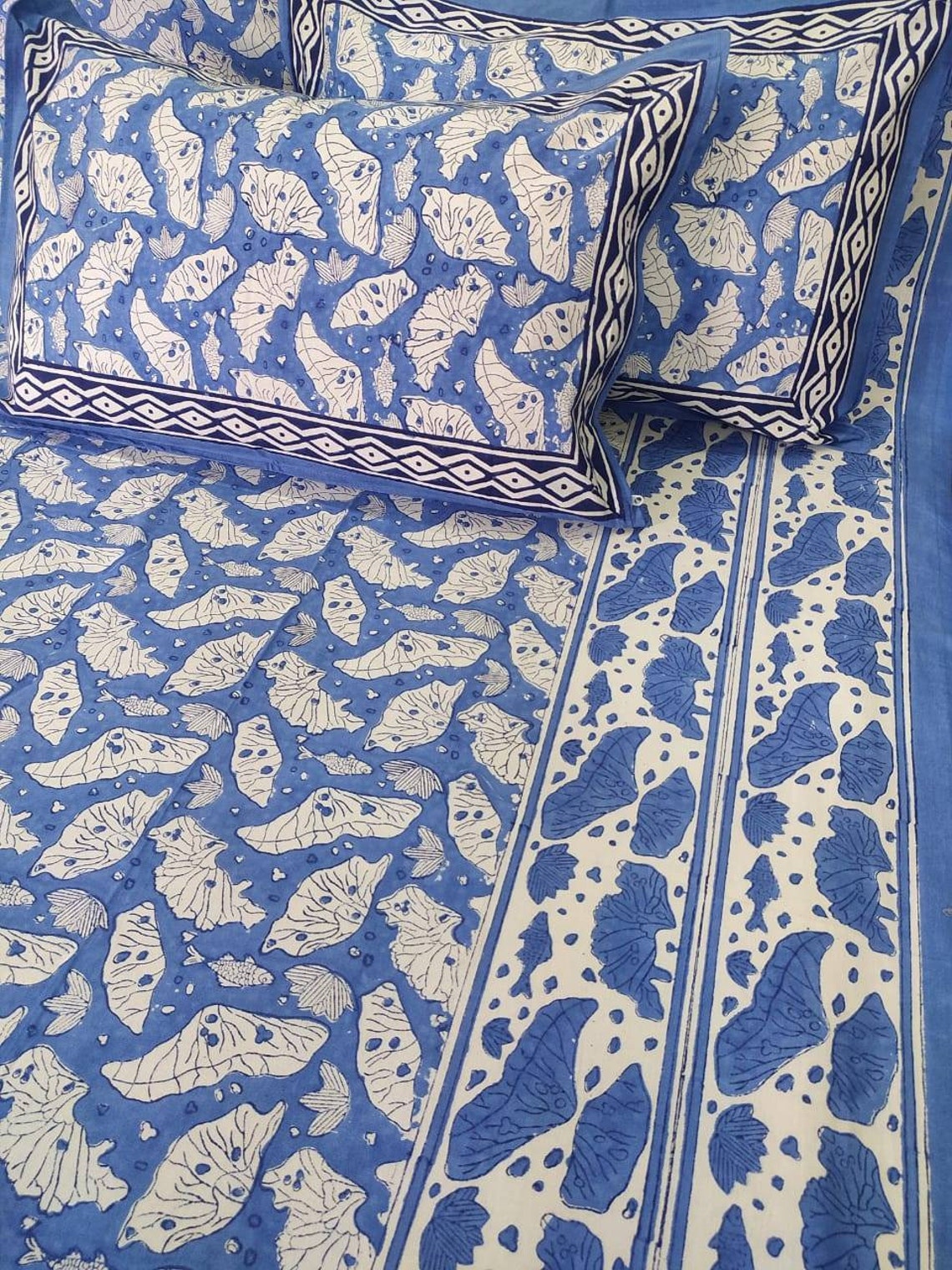 Handblock Floral Print Indian Flat Sheet Cotton Bedsheet Etsy