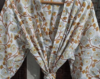 Indian Kimono Robes Japanese Kimono Bridesman Robes Kimono Cardigan Beach Wear Cotton Robe Floral Kimono Plus Size Bath Robes