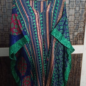 Indian Silk Kaftan Dress Long Bohemian Dress Maternity Gown Kimono Robe Satin Kaftan Dress Silk Caftan Summer Beach Kaftan