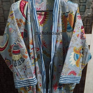 Gray Kimono Robe For Women Maternity Gown Sweam Wear Kimono Cardigan Japanese kimono Indian Cotton Kimono Robe Summer Kimono Dress
