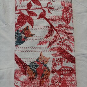 Owl Print indien kantha courtepointe à la main kantha couverture couvre-lit Kantha couverture kantha jeter taille-reine