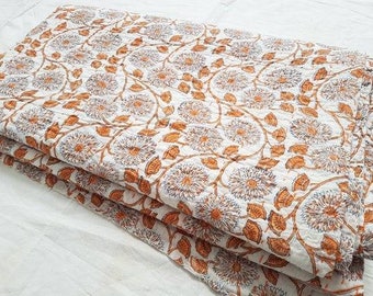 Trapunta Kantha, copriletto, copriletto indiano, gattino, copriletto Kantha, trapunta fatta a mano, trapunta matrimoniale, Kantha boho, Kantha con stampa a blocchi