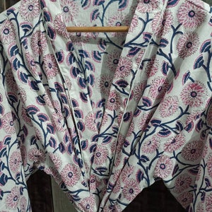 Indian Cotton Kimono Robe Summer Kimono Dress Boho Summer Dress Beach Cover Up Evenings Robe Dressing Gown Robe For Women