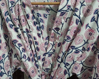 Indian Cotton Kimono Robe Summer Kimono Dress Boho Summer Dress Beach Cover Up Evenings Robe Dressing Gown Robe For Women