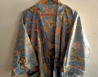 Floral Print Cotton Bathrobe Indian Kimono Women Clothing Garment Beach Wear Kimono Robes Japanese Kimono Bridesman Robes Kimono Christmas