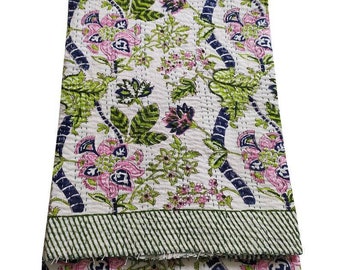 Quilt Indian Handblock, Trapunta Kantha in puro cotone stampato, Copriletto coperta, Copriletto throw, Coperta estiva, Copriletto da letto, Trapunta Kantha