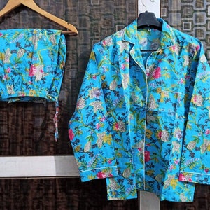 Indian Pajama Set&#39;s Cotton Pajama Set&#39;s Night Costume Dressing Gown Shorts Dress Floral print Pj&#39;set Summer Pajama Set&#39;s