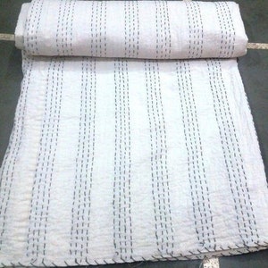 Eenvoudige witte solide Kantha quilt deken sprei gooi sprei zomer deken beddengoed quilt handgemaakte Kantha Bedcover